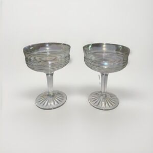 Vintage Iridescent Crystal Champagne Coupe Sherbet Cup Carnival Glass Set of 2